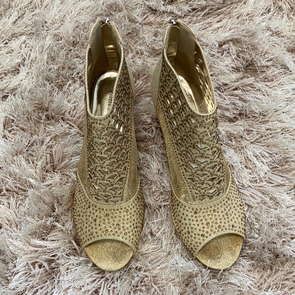 Pierre Dumas Shoes - Pierre Dumas gold ankle booties with rhinestones